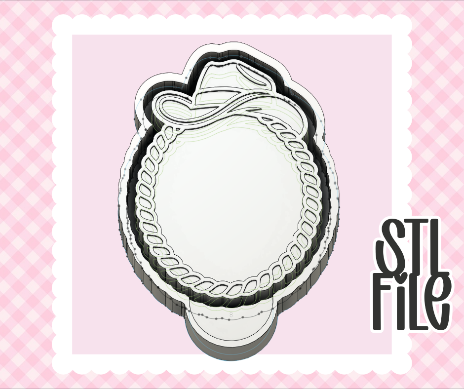 Cowboy Hat Rope Frame STL File | Chunky Bold Mold-Ready Cardstock & 3D Print Design