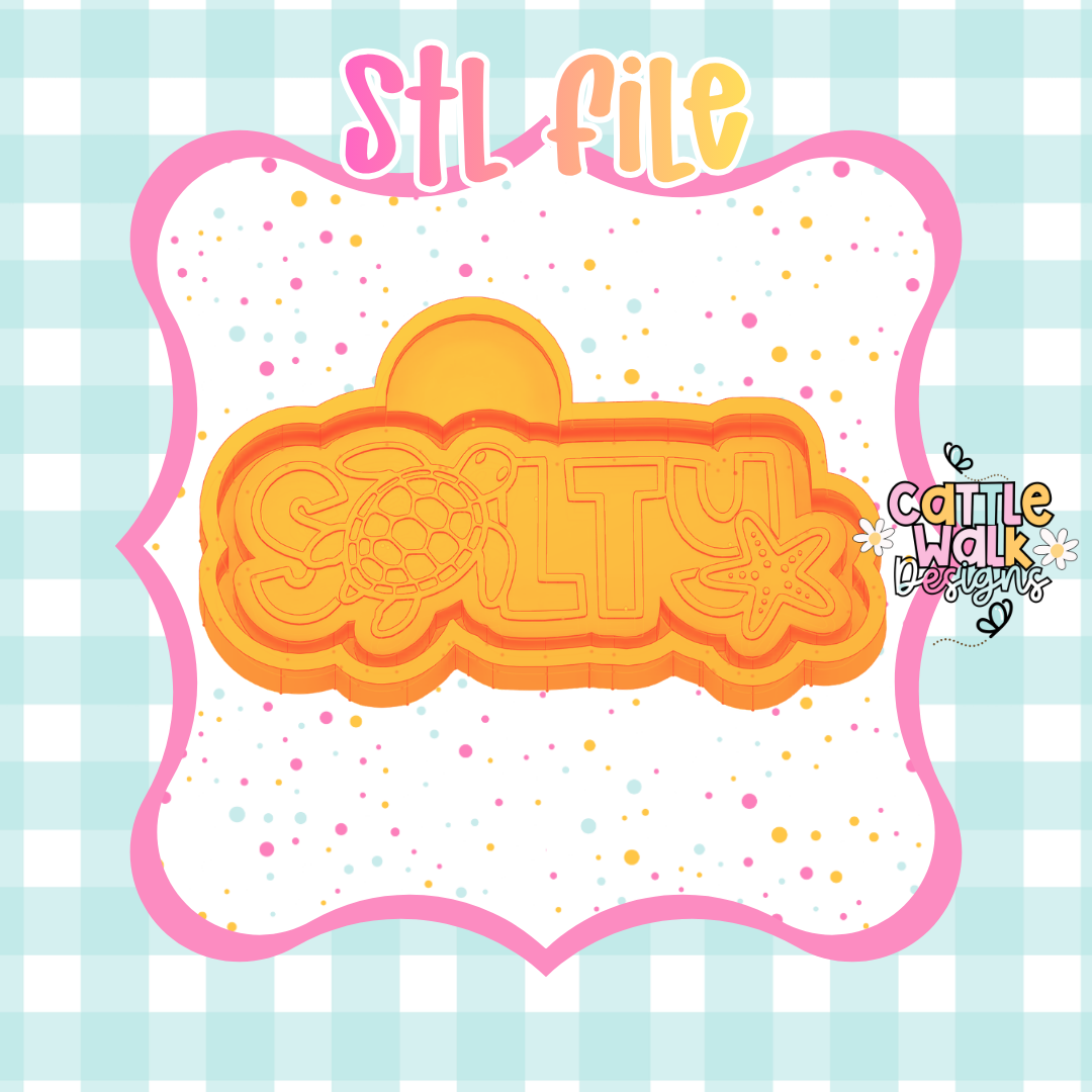 Salty Sea Turtle STL File | Beach Freshie Mold Cutter | CWD-Style Thick Bold Outline | Coastal Summer STL