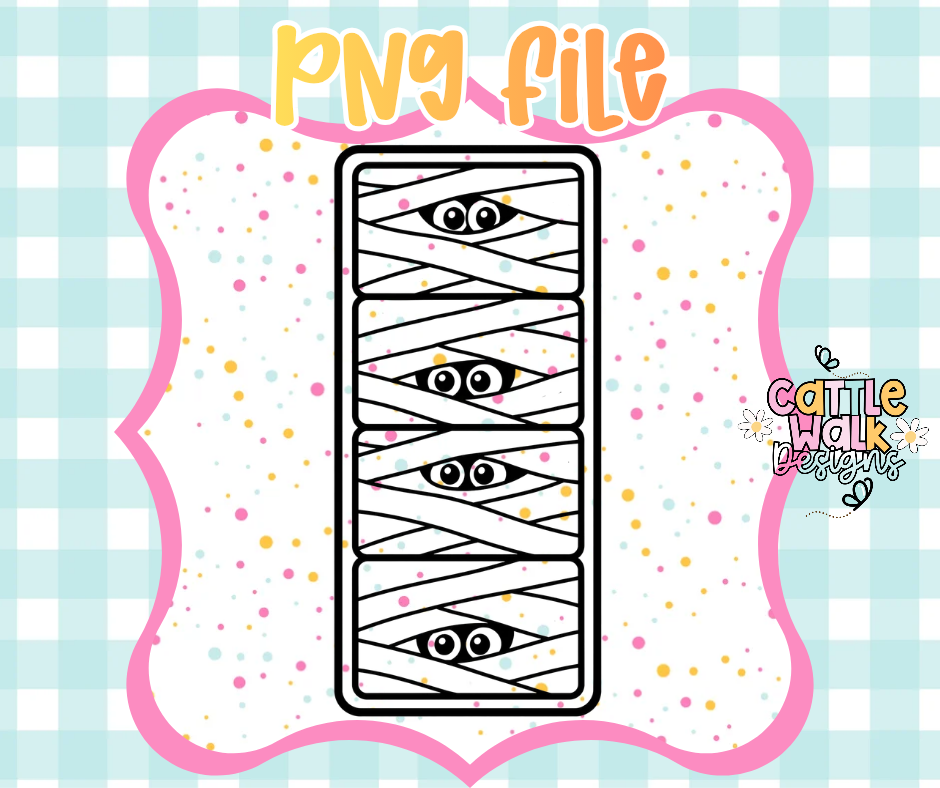 Kawaii Mummy Eyes PNG | Cute Halloween Wax Melt Design | Commercial Use Digital Download