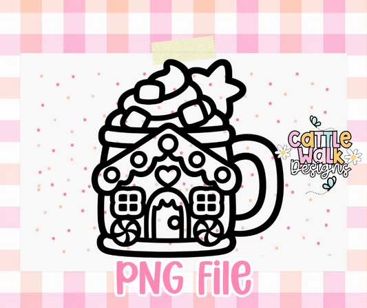 Gingerbread House Mug PNG | Christmas Hot Cocoa Mug | Cute Holiday Freshie Design