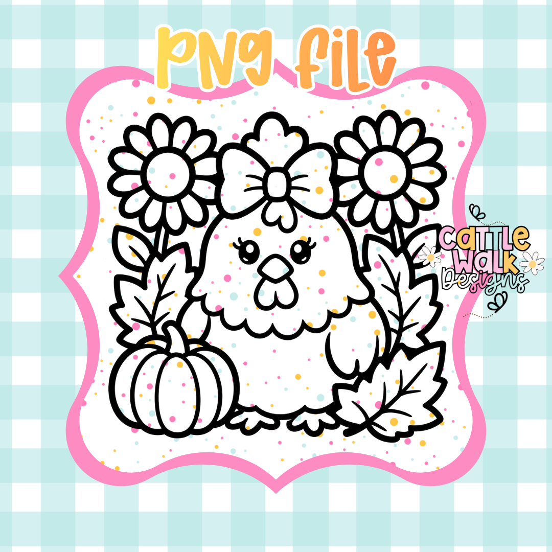 Fall Chicken PNG | Pumpkin Patch Chicken PNG | Cute Autumn Chicken PNG | Daisy Chicken PNG | Digital Download