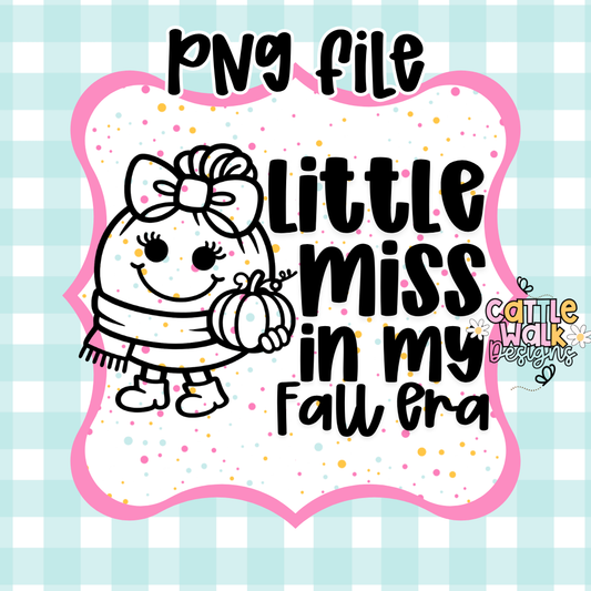 Little Miss In My Fall Era PNG | Autumn Girl Design | Cozy Pumpkin Aesthetic | Fall Vibes PNG | Freshie Mold PNG | Bold Outline CWD Style