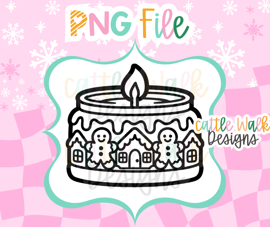 Gingerbread Village Candle PNG | Christmas Candle PNG | Gingerbread House Freshie Design | Holiday Freshie Mold PNG | Digital Download