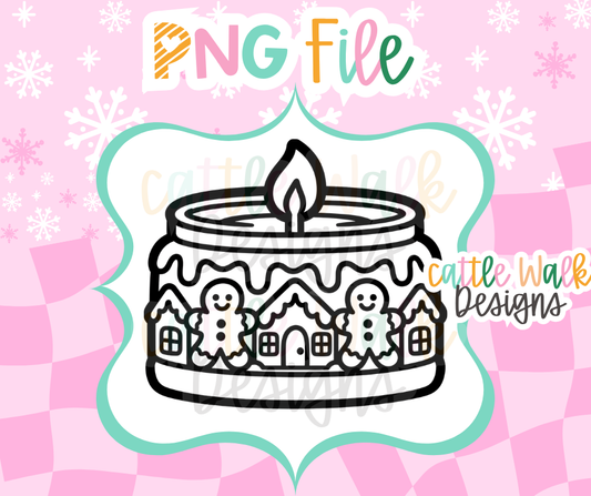 Gingerbread Village Candle PNG | Christmas Candle PNG | Gingerbread House Freshie Design | Holiday Freshie Mold PNG | Digital Download