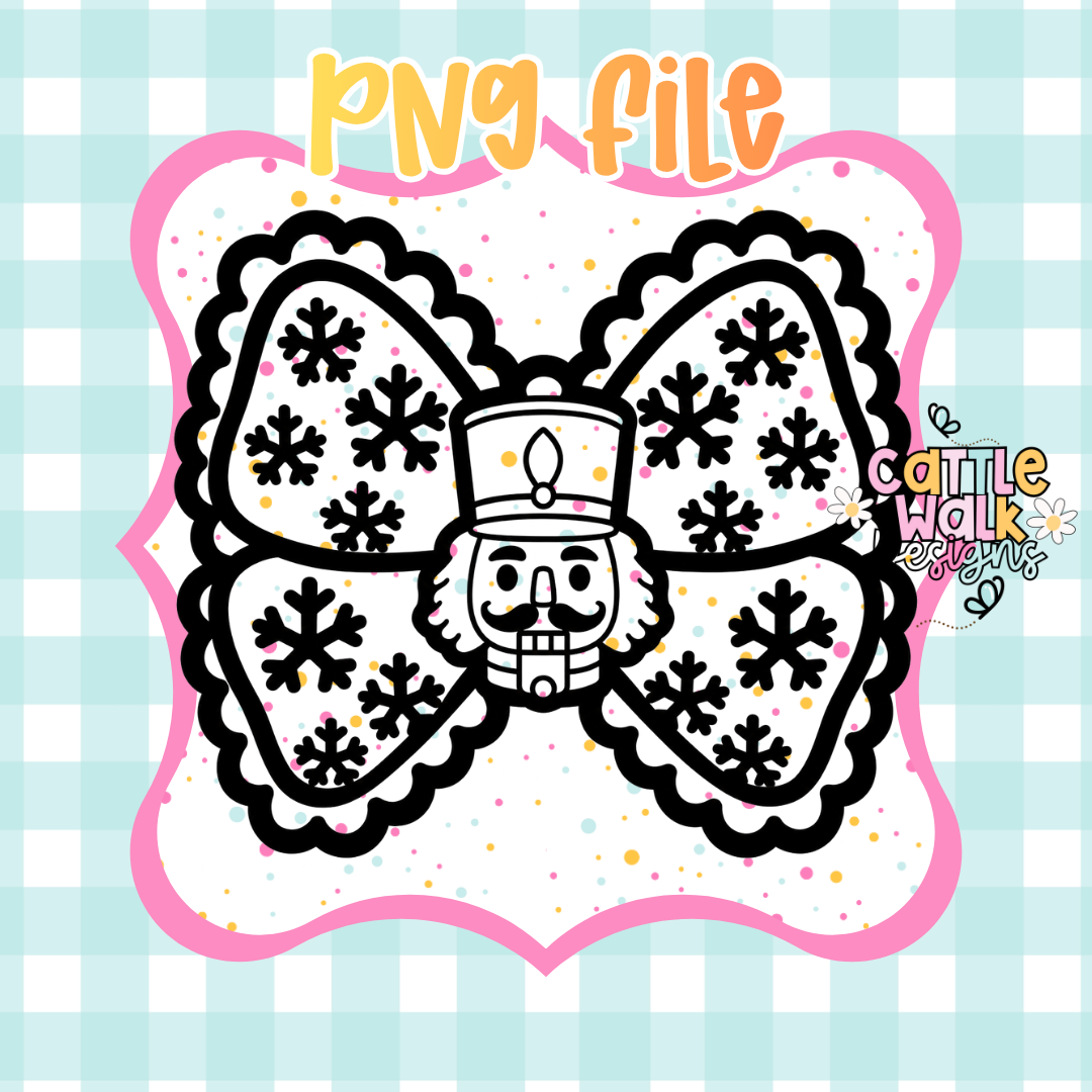Nutcracker Snowflake Bow PNG | Christmas Coquette Bow PNG | Nutcracker Christmas PNG | Winter Bow PNG | Digital Download