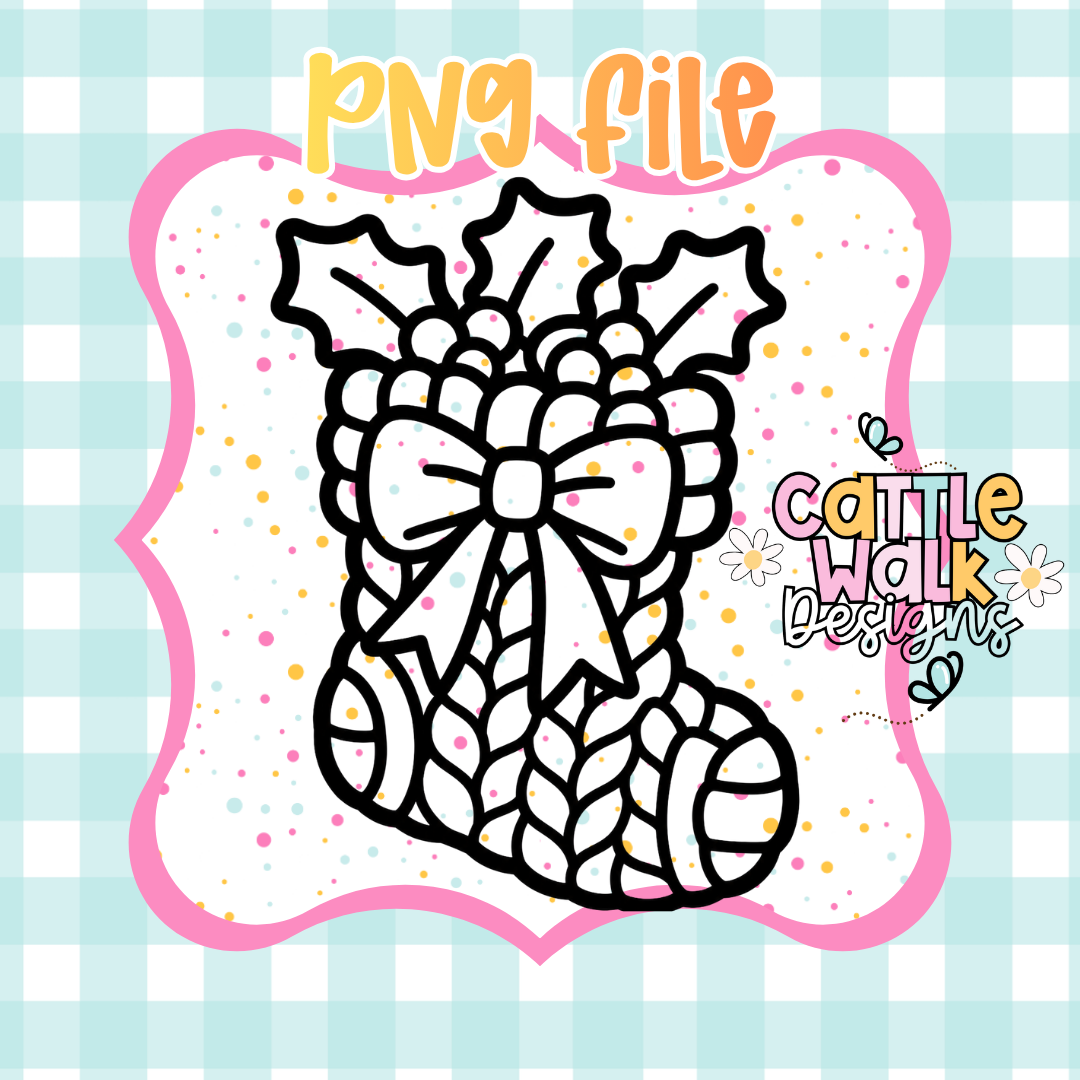 Chunky Knit Christmas Stocking PNG | Cozy Holiday Stocking with Bow | Digital Download | Freshie PNG | Sublimation Design
