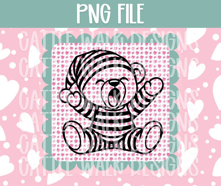 Sleepy Bear PNG – Cozy Christmas Freshie Design Template
