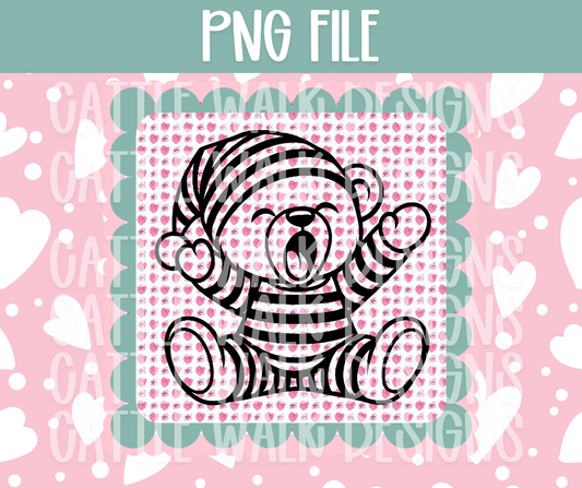Sleepy Bear PNG – Cozy Christmas Freshie Design Template