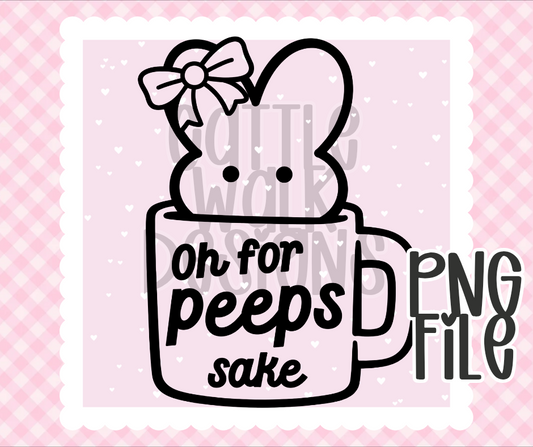 Oh for Peeps Sake PNG | Bunny Mug Easter Design | Bold Black & White Outline | Freshie & Craft PNG