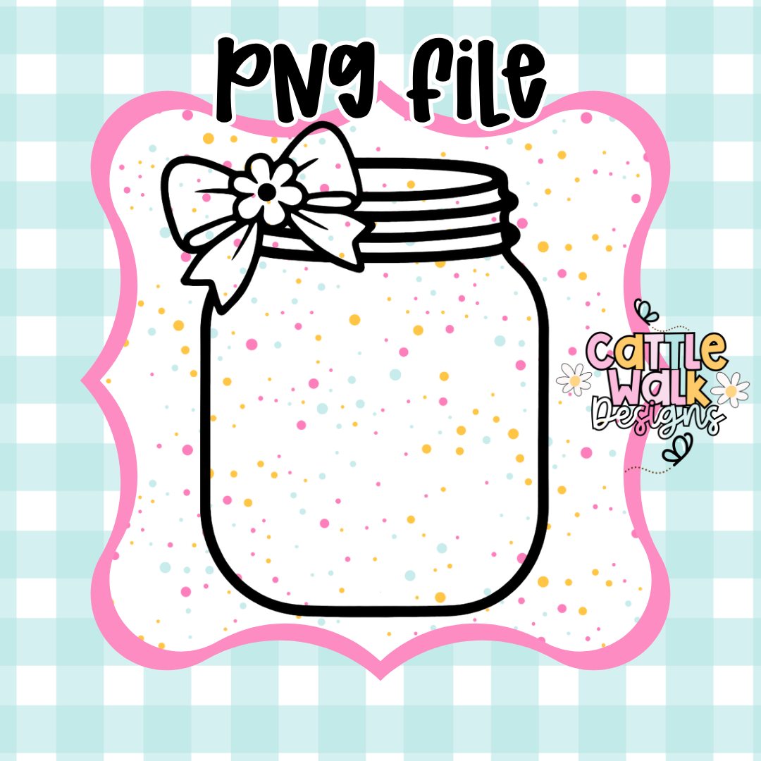 Mason Jar Cardstock PNG File with Bow | Freshie Cardstock Insert Design | Thick Bold Outline | Digital Download