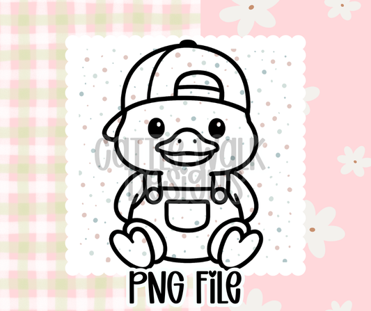 Overall Cutie Chick Outline – Chunky Bold Easter Freshie PNG