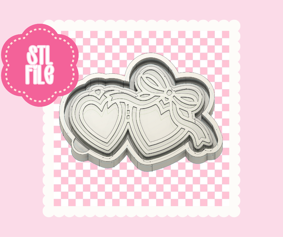 Bow Heart Locket Freshie Mold STL File | Double Heart 3D Print Mold for Freshies