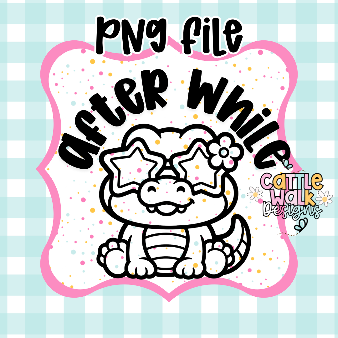 After While Crocodile PNG | Cute Kawaii Gator PNG | Retro Summer CWD-Style Design