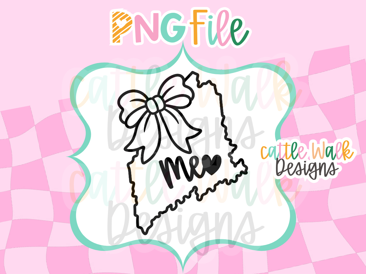 Maine State Bow PNG | ME Heart State PNG | Maine Freshie Design
