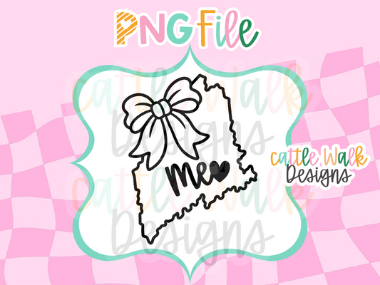 Maine State Bow PNG | ME Heart State PNG | Maine Freshie Design