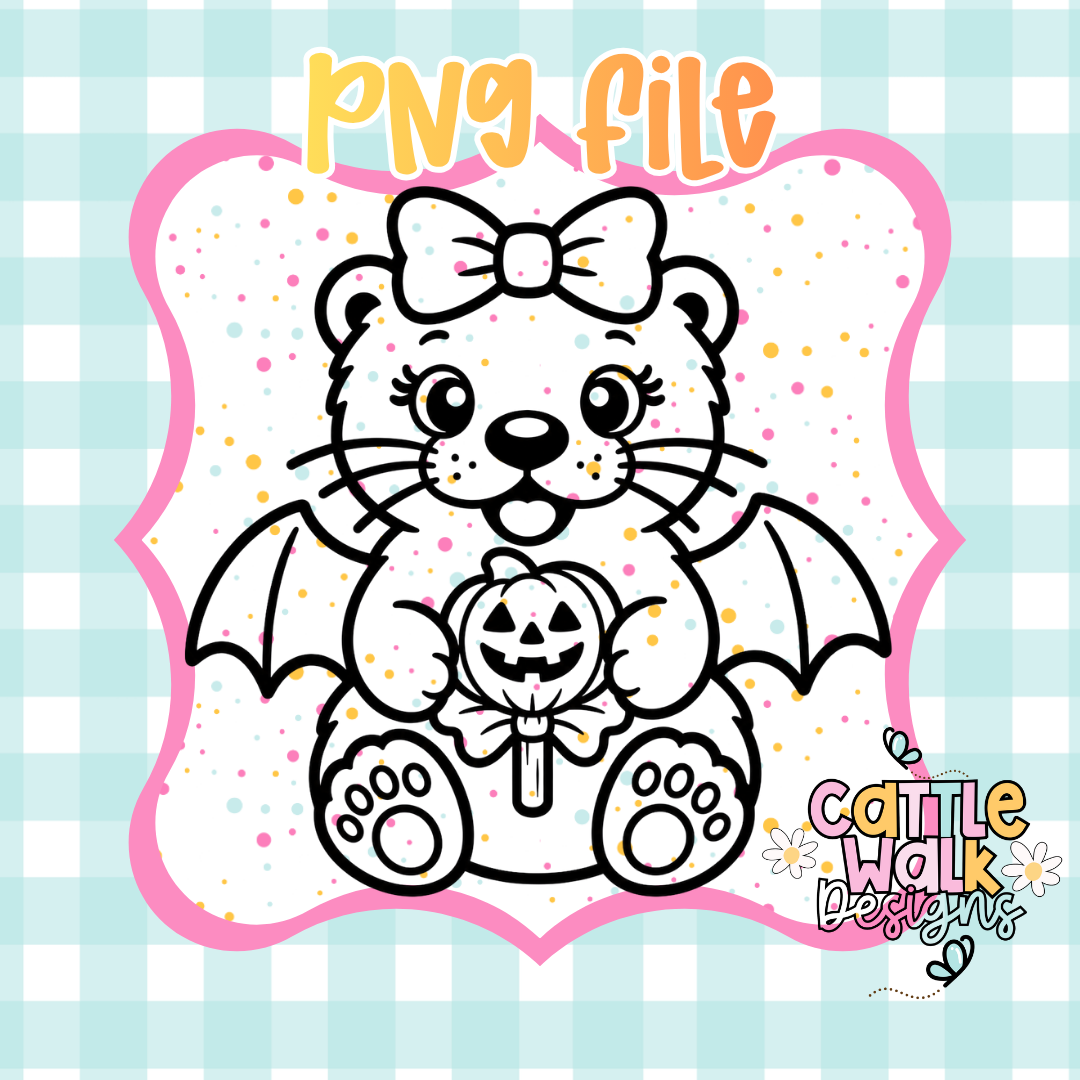 Cute Halloween Bat Wing Otter PNG | Pumpkin Lollipop | Digital Download | Sublimation Design | Commercial Use