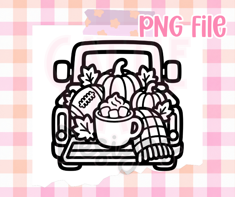 Fall Truck PNG | Football Pumpkin Truck PNG | Cozy Autumn Digital Download