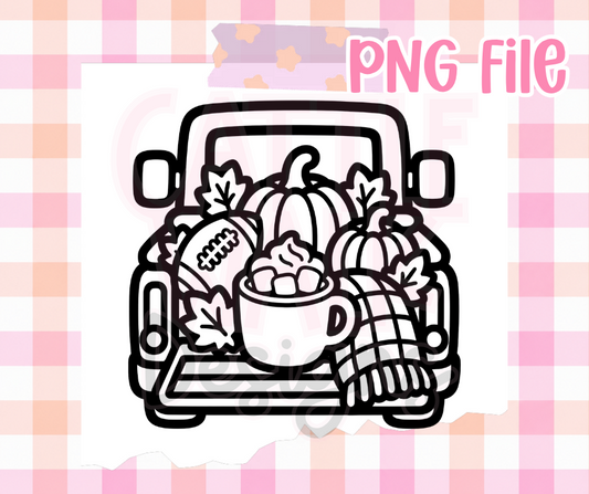 Fall Truck PNG | Football Pumpkin Truck PNG | Cozy Autumn Digital Download