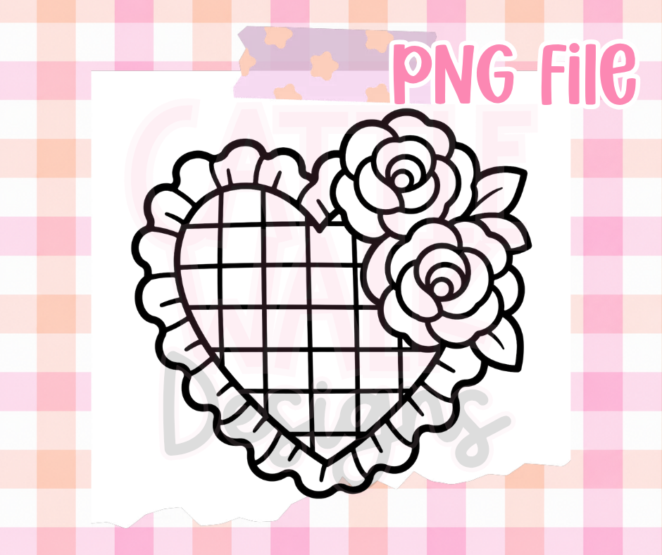 Plaid Floral Heart PNG | Rose Valentine Heart PNG