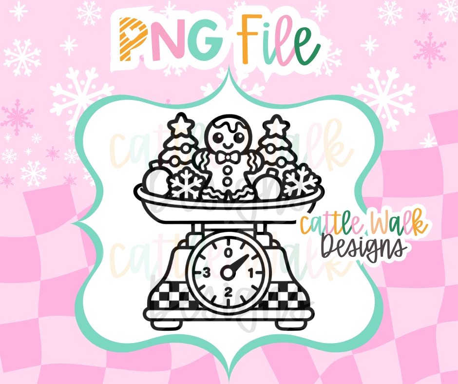 Christmas Kitchen Scale PNG | Gingerbread Scale PNG | Vintage Christmas Baking Freshie Design | Digital Download