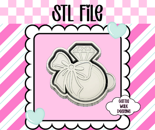 Diamond Ring with Bow STL File – Coquette Engagement Freshie Mold | 3D Print File for Bridal or Valentine Designs | Cattle Walk Designs Exclusive