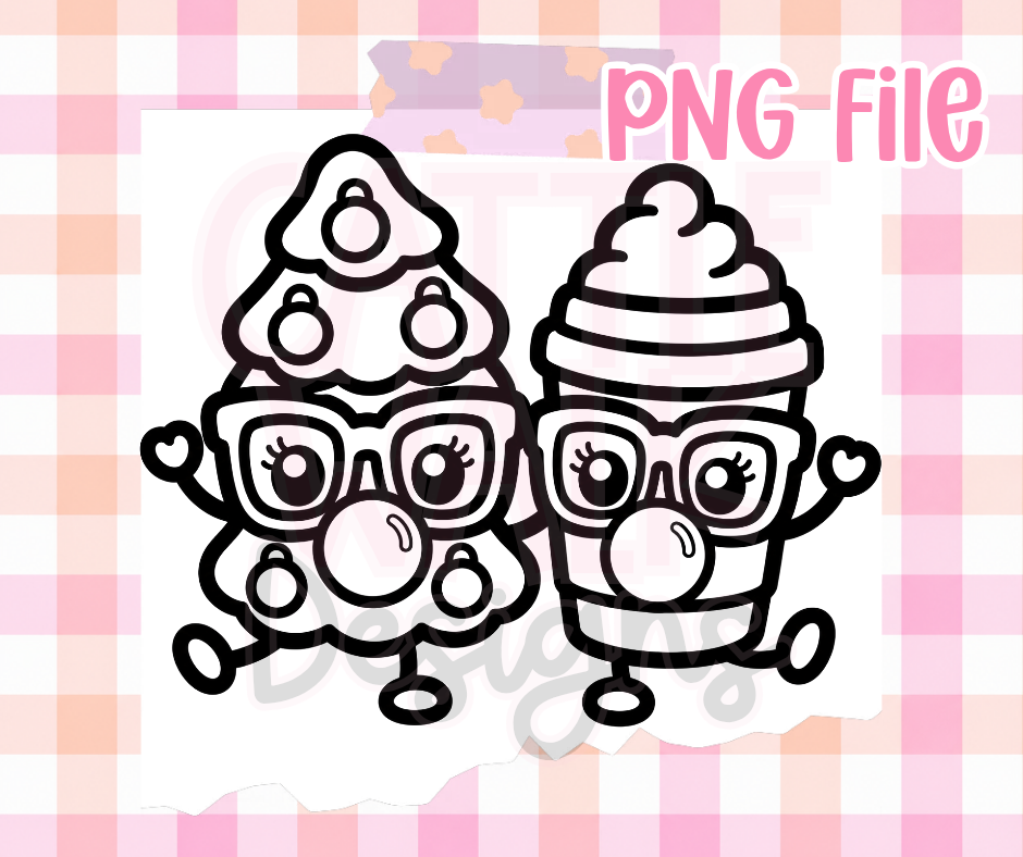 Christmas Tree & Coffee Besties PNG | Nerdy Christmas PNG