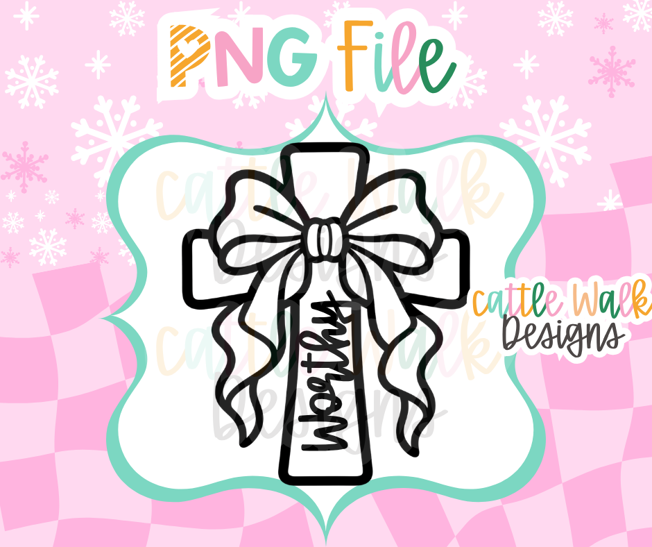 Faith Cross PNG | Cross with Bow PNG | Christian PNG | Religious Freshie Mold Design | Digital Download