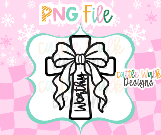 Faith Cross PNG | Cross with Bow PNG | Christian PNG | Religious Freshie Mold Design | Digital Download