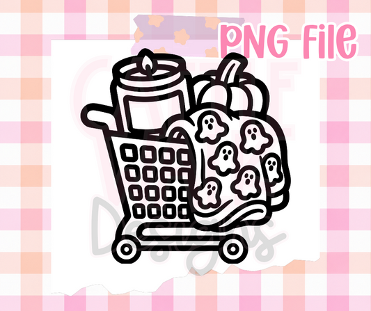 Halloween Shopping Cart PNG | Ghost Blanket & Pumpkin PNG