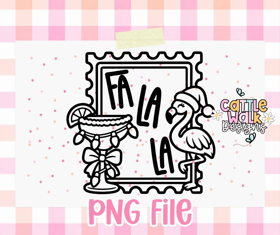 Christmas in Florida PNG | Fa La La Flamingo & Margarita Holiday Design
