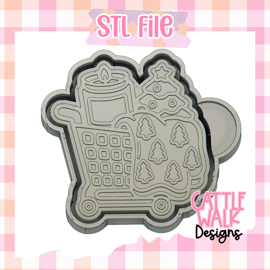 Christmas Shopping Cart Freshie Mold STL File | Digital Download