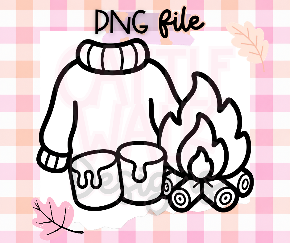 Cozy Campfire & Marshmallows PNG | Sweater Weather Digital Download
