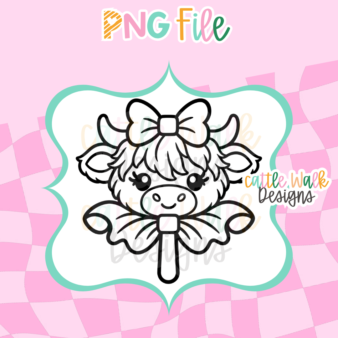 Highland Cow Lollipop PNG | Cute Cow Freshie Design