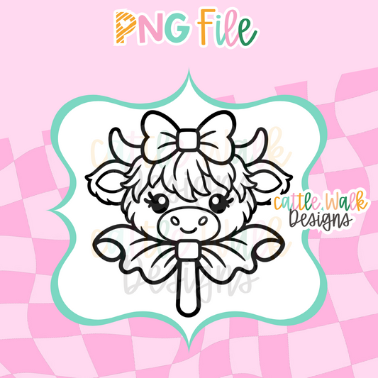 Highland Cow Lollipop PNG | Cute Cow Freshie Design