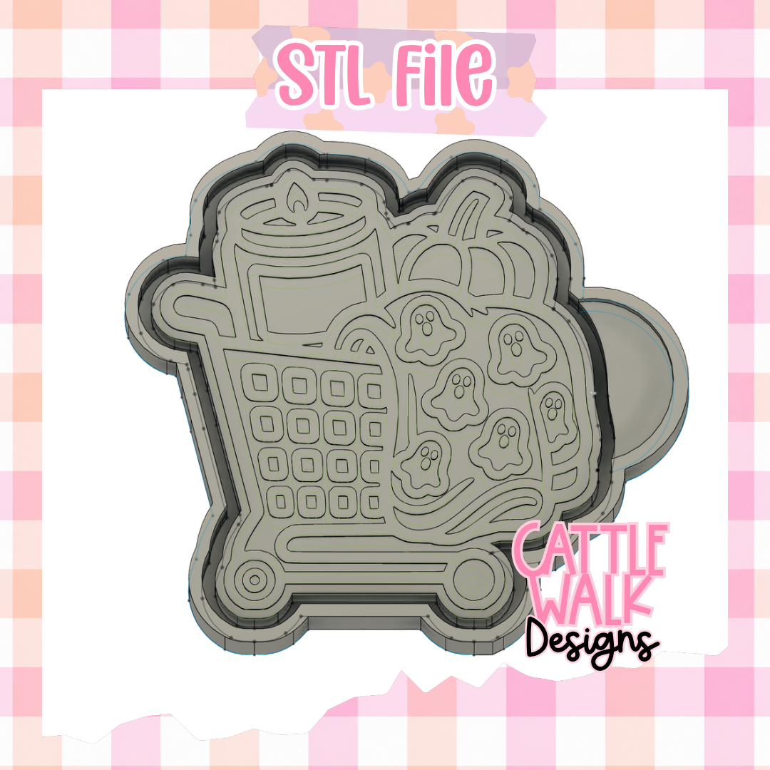 Halloween Shopping Cart Ghost & Pumpkin Freshie Mold STL File | Digital Download