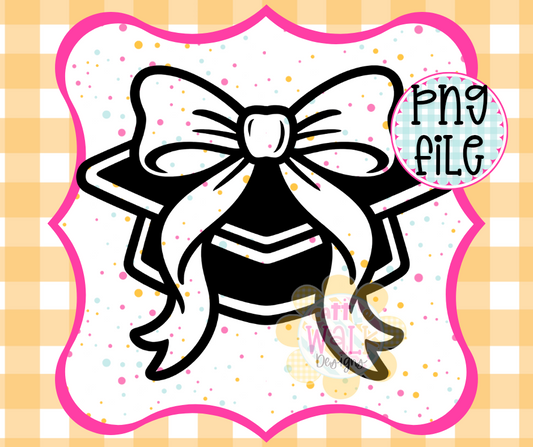 Graduation Cap with Bow PNG | Grad Cap Outline | Coquette Graduation PNG | Freshie Design PNG