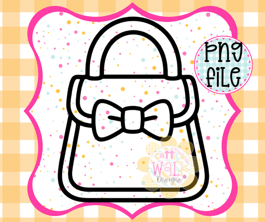 Bow Handbag PNG | Coquette Purse PNG | Cute Purse Outline | Freshie Design PNG