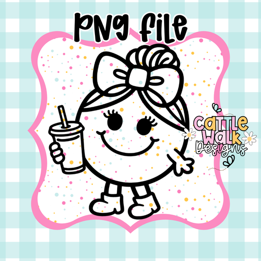 Little Miss Drink PNG | Cute Girl with Can Design | Funny Sassy Character | Coffee Soda Energy Drink PNG | Freshie Mold PNG | Bold Outline CWD Style
