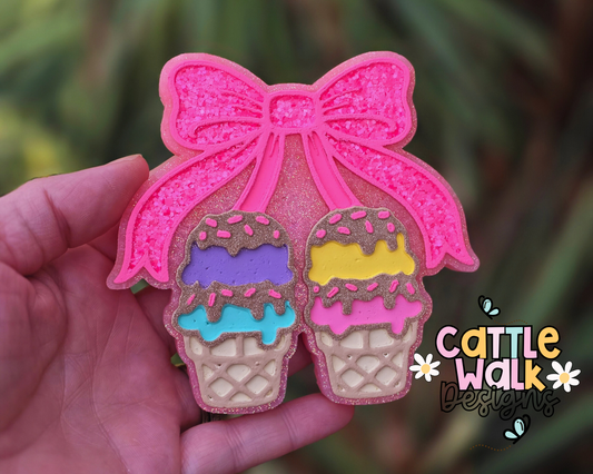 Ice Cream Bow Freshie – Cute Summer Car Freshie – Strawberry Lemon Blondie