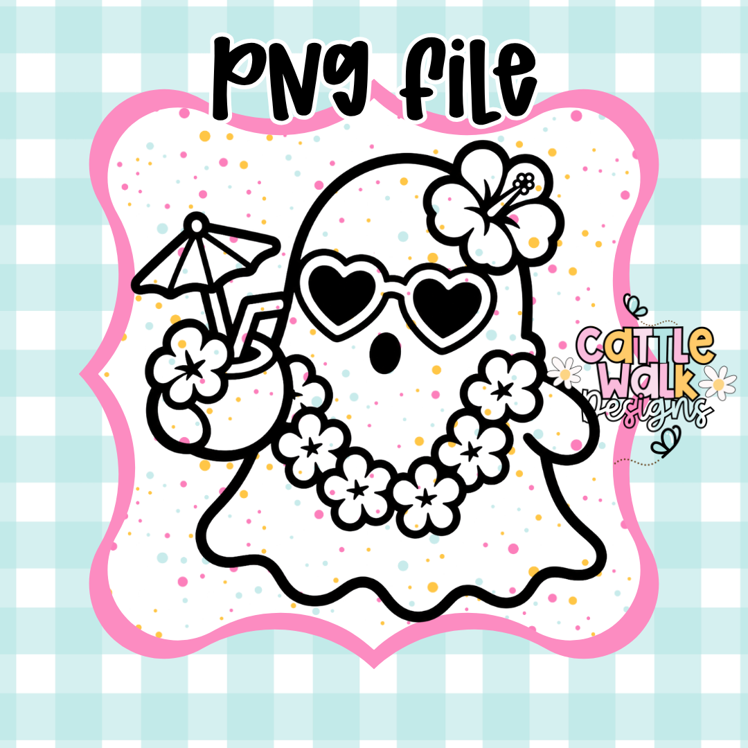 Tropical Ghost PNG | Summerween Ghost PNG | Cute Beach Ghost CWD-Style Design