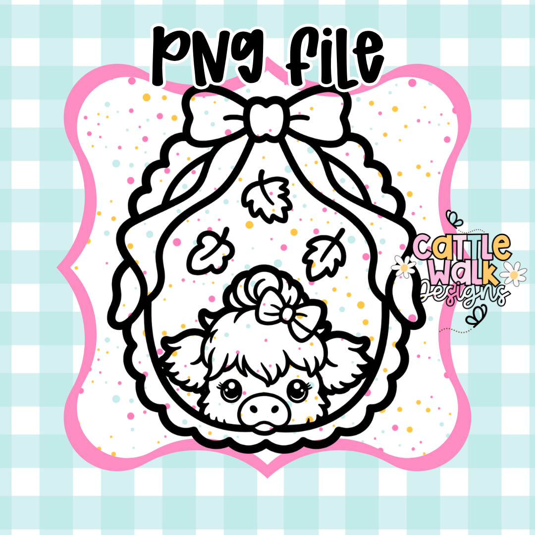 Little Miss Highland Fall Frame PNG | Bow Frame Cow PNG | CWD-Style Thick Bold Outline | Autumn Freshie Design | Mold Friendly
