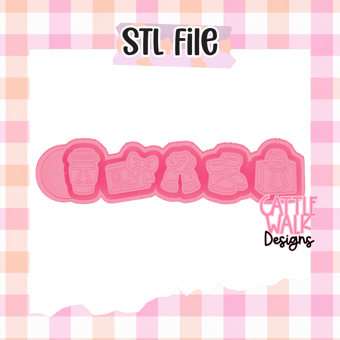 Christmas Shopping Freshie Charm Set STL File