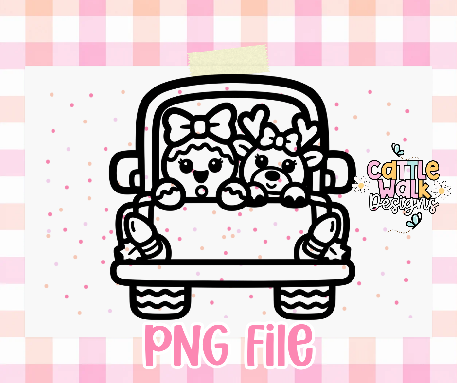 Christmas Gingerbread & Reindeer Truck PNG | Cute Holiday Christmas Design