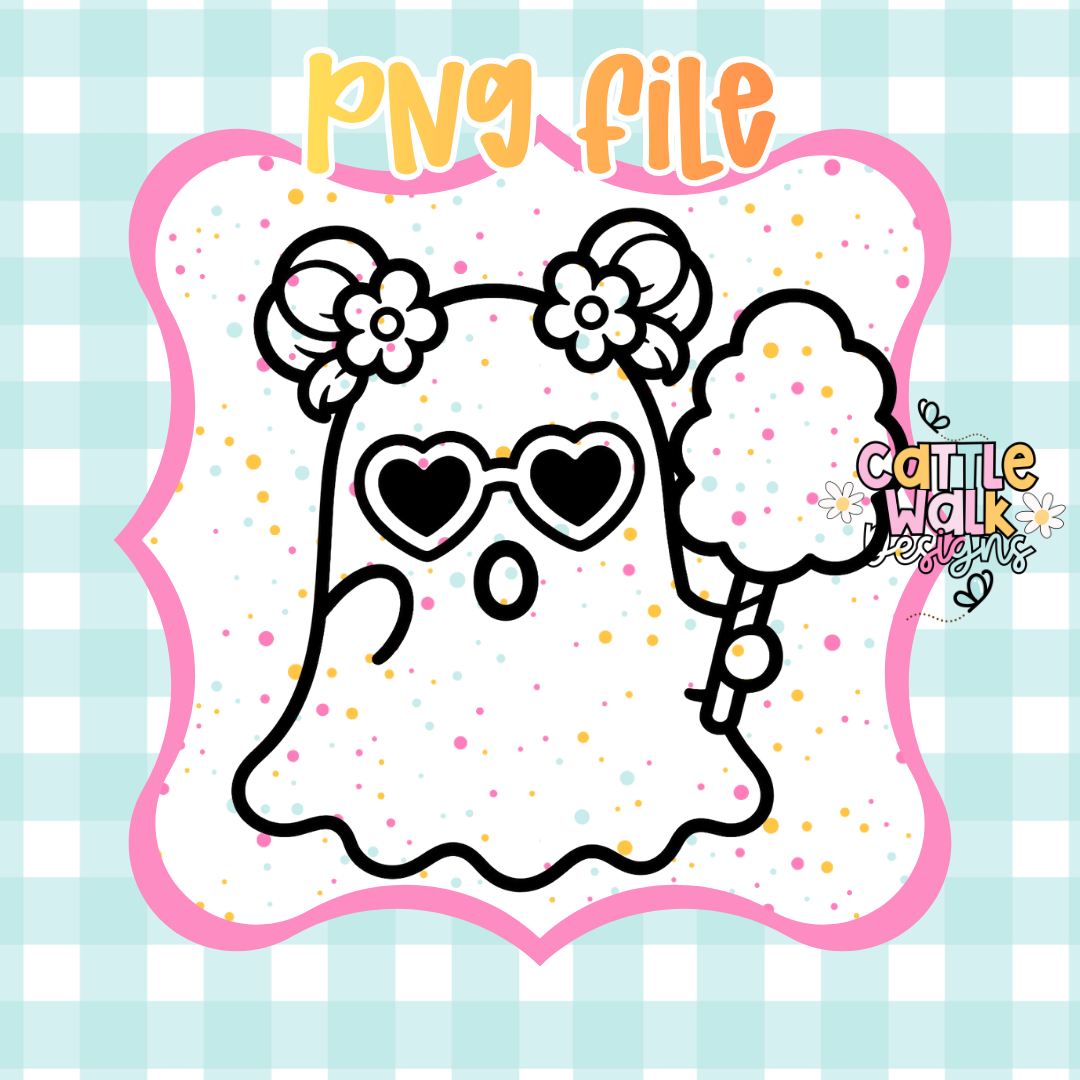 Cotton Candy Ghost PNG | Cute Ghost PNG | Kawaii Halloween Ghost PNG | Carnival Ghost PNG | Digital Download