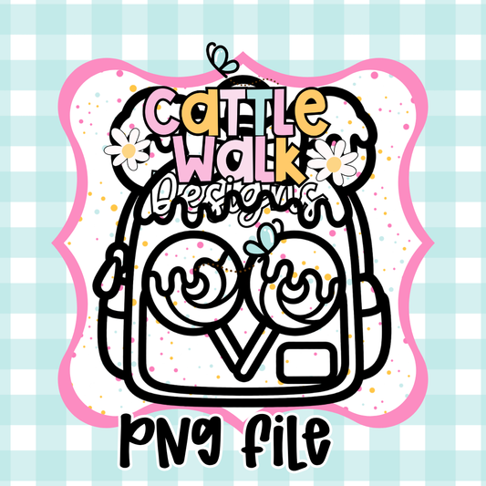 Lollipop Backpack PNG | Cute Kawaii Candy Design | Sweet Girly Backpack PNG | Candy Lover PNG | Freshie Mold PNG | Bold Outline CWD Style