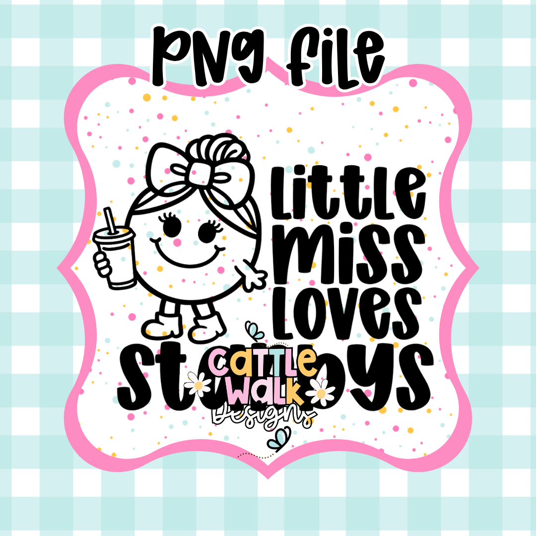 Little Miss Loves Coffee Runs PNG | Cute Coffee Girl Design | Funny Sassy Character | Iced Coffee Lover PNG | Freshie Mold PNG | CWD Style