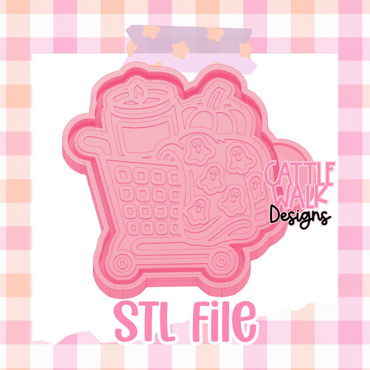 Cozy Fall Shopping Cart STL File | Ghost Pumpkin & Candle Freshie Mold Design