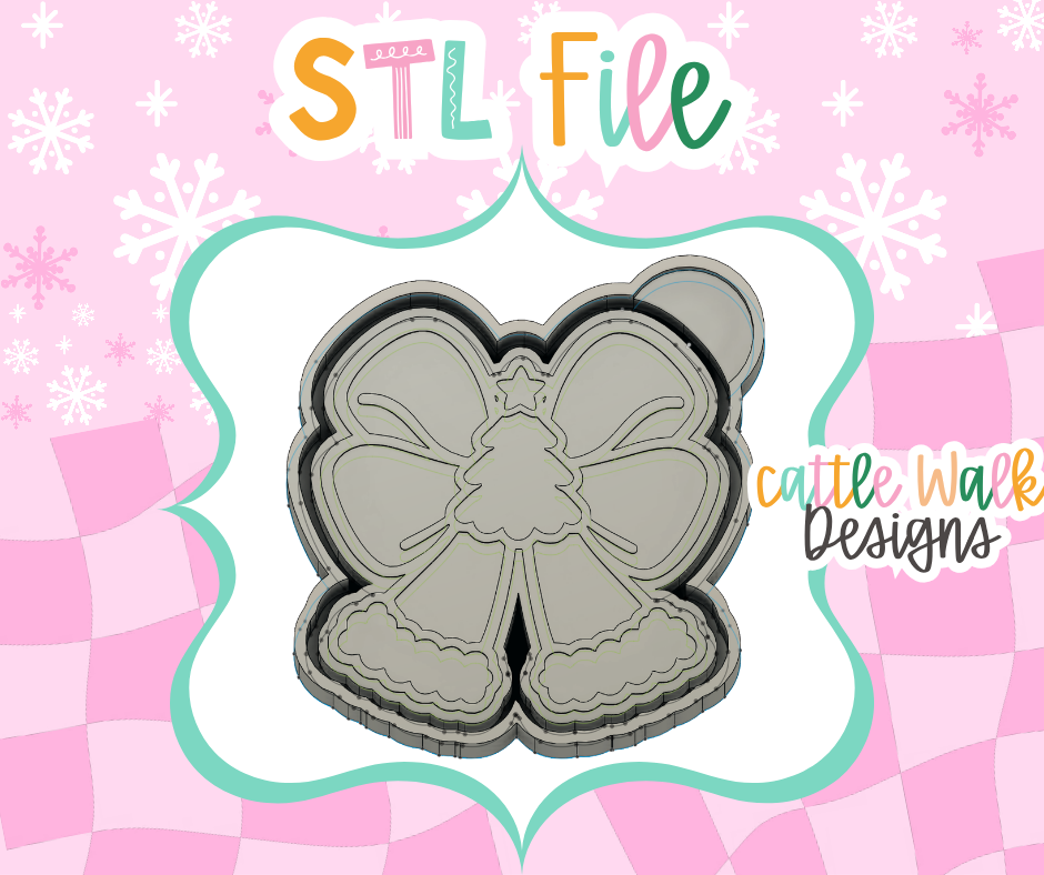 Christmas Tree Bow with Fur Trim STL Mold File