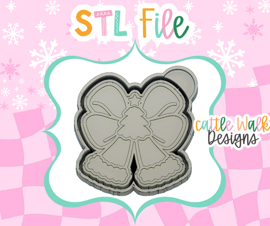 Christmas Tree Bow with Fur Trim STL Mold File
