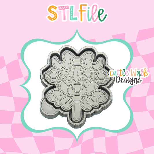 Highland Cow Bow Lollipop STL File | Highland Freshie Mold Housing | 3D Print Digital Download